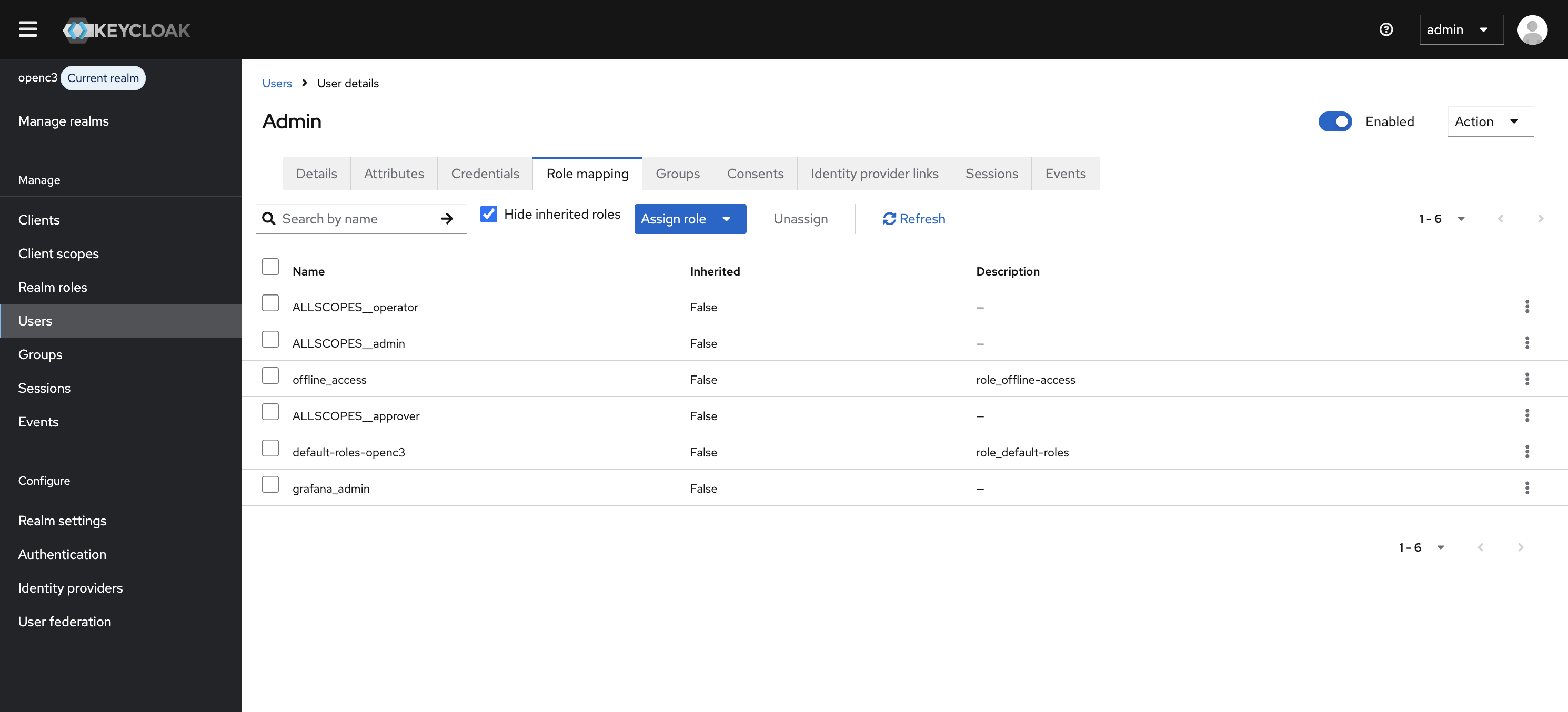Keycloak User Roles